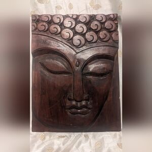 Beautiful large vintage handmade Balinese wooden Buddha face